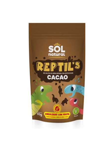 Galletas Cacao Avena integral y fruta REPTIL'S (forma de dinosaurios) Bio 90g Sol Natural