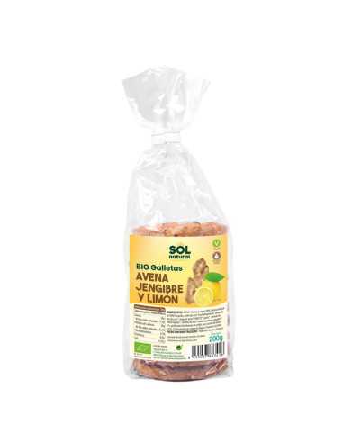 Galletas de avena, jengibre y limon bio 200g Sol Natural