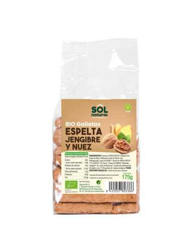 Galletas de espelta con jengibre y nueces bio 175g Sol Natural