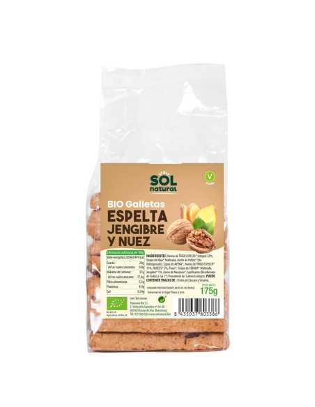 Galletas de espelta con jengibre y nueces bio 175g Sol Natural