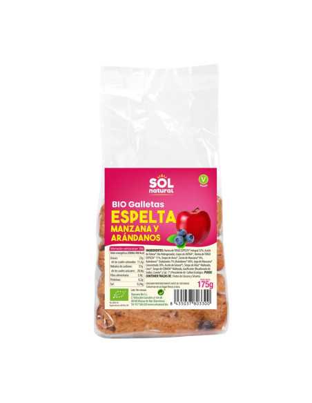 Galletas de espelta manzana y arandano bio 175g Sol Natural