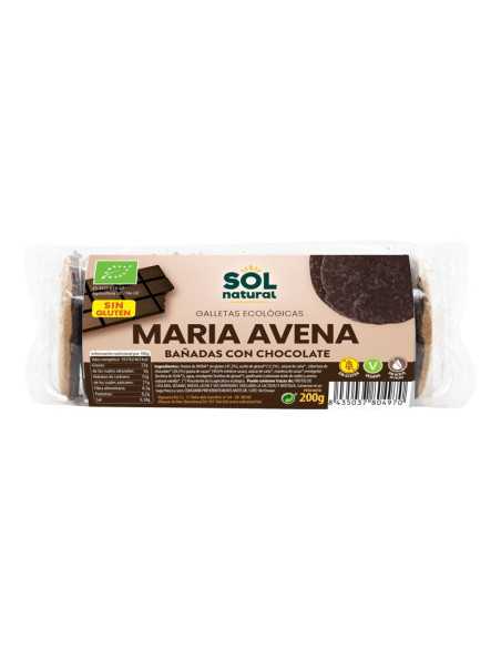 Galletas Maria de Avena bañadas chocolate sin gluten bio 200g Sol Natural