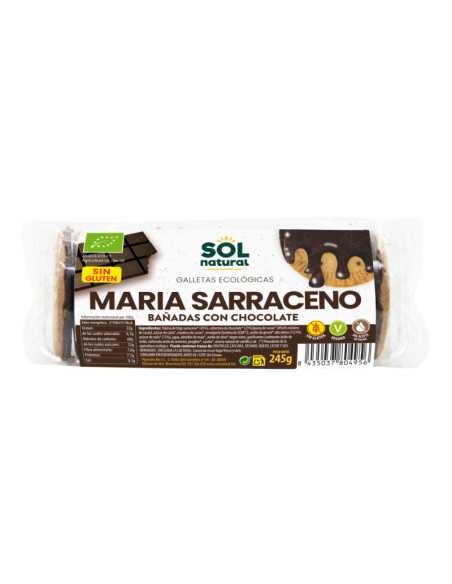 Galletas Marias Trigo Sarraceno bañadas de chocolate bio 245g Sol Natural Galletas Marias Trigo Sarraceno bañadas de chocolate bio 245g Sol Natural