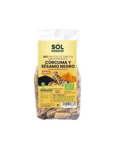Palitos de Espelta con Curcuma y Sesamo Negro bio 150g Sol Natural Palitos de Espelta con Curcuma y Sesamo Negro bio 150g Sol Natural