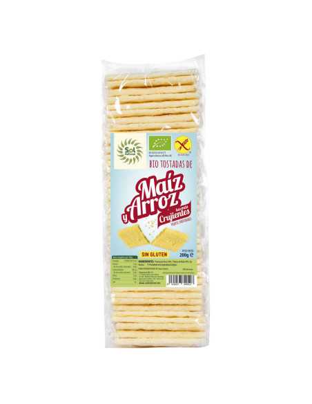 Tostadas de maiz y arroz sin gluten bio 200g Sol Natural