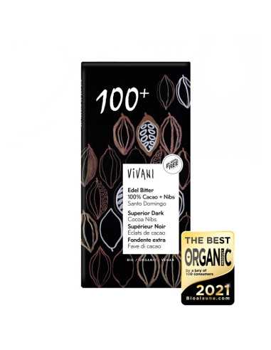 Chocolate negro 100% con nibs de cacao bio 80g Vivani