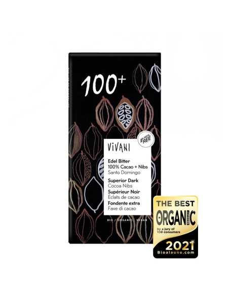Chocolate negro 100% con nibs de cacao bio 80g Vivani Chocolate negro 100% con nibs de cacao bio 80g Vivani