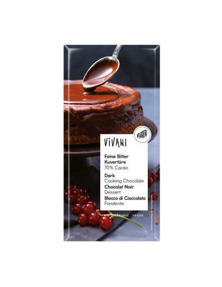 Chocolate negro de cobertura 70% bio 200g Vivani