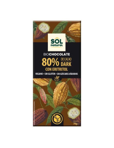 Tableta chocolate 80% con Eritritol bio 70g Sol Natural