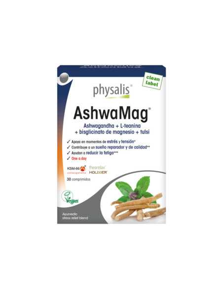 AshwaMag Ashwagandha KSM-66 + Magnesio 30 comprimidos Physalis