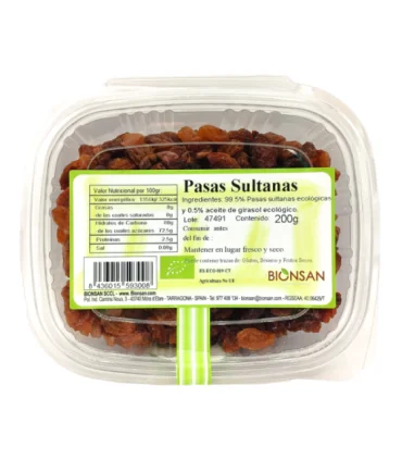 Pasas Sultanas Ecológicas 200 gr Pasas Sultanas Ecológicas 200 gr