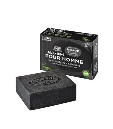Barra todo en uno para hombre-80 gr | Champú, gel, limpiador y espuma en sólido