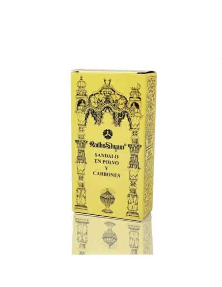 Incienso Sandalo en polvo 50g y Carbones 10u Radhe Shyam