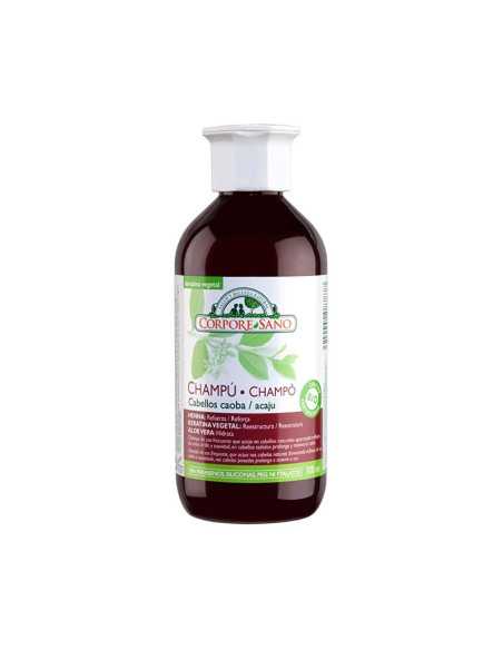 Champu cabello caoba henna, keratina y aloe 300ml Corpore Sano