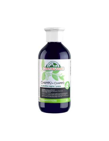 Champu cabello negro henna, keratina y aloe 300ml Corpore Sano